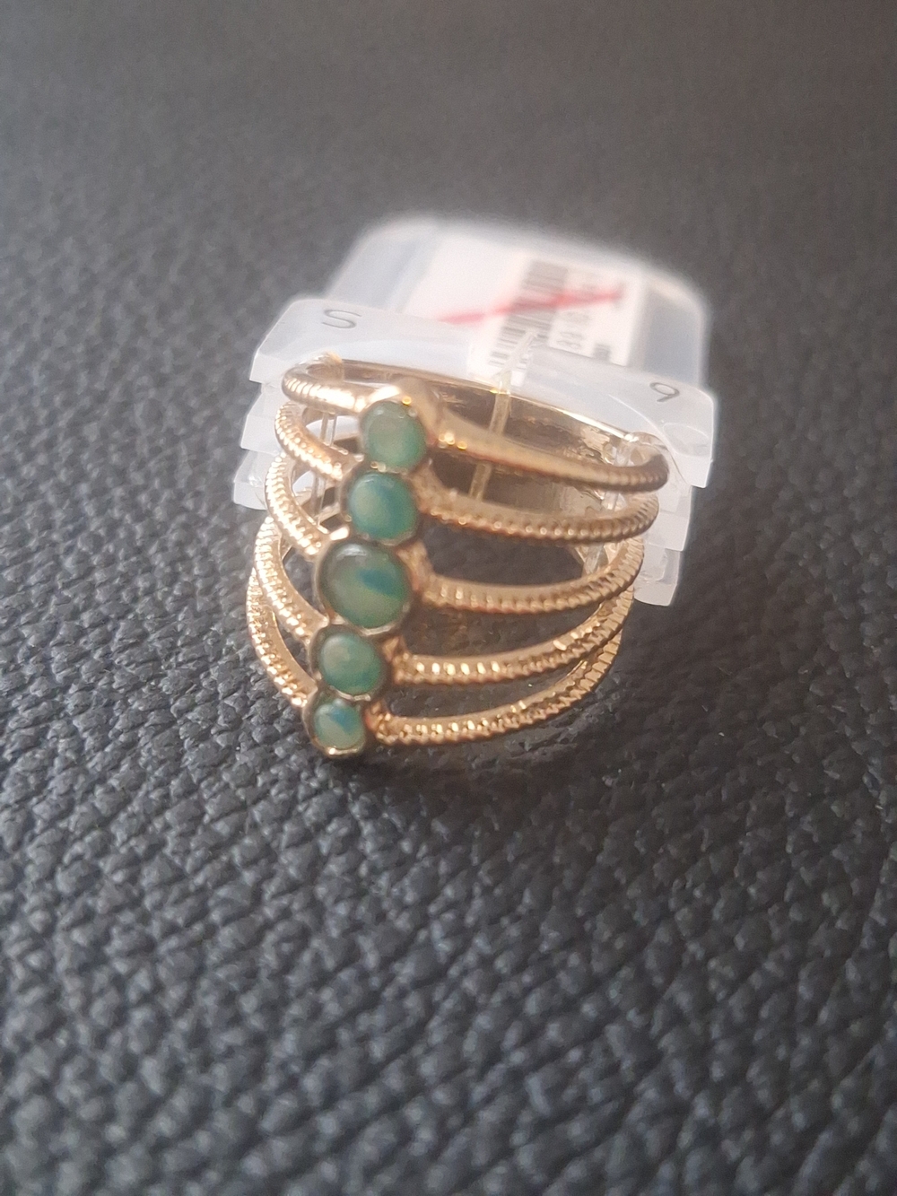 Gold Multi-Band Ring with Green Seaglass Accents